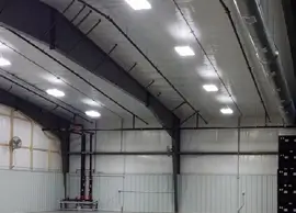 Image of interior ceiling of metal building.